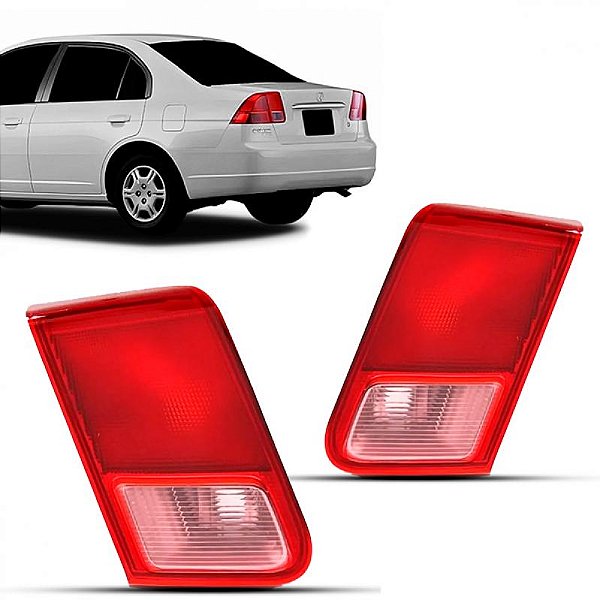 Lanterna civic honda de 2001 a 2003 traseira lado esquerdo vermelha e rosa interna