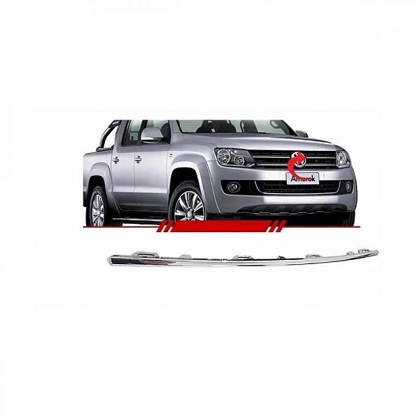Moldura inferior para choque da grade do radiador amarok volkswagen de 2010 a 2016 lado direito posição superior cromada