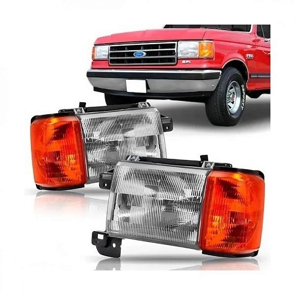 Farol f1000 ford de 1993 a 1996 lado esquerdo âmbar com suporte HB1 sem furo para lanterna