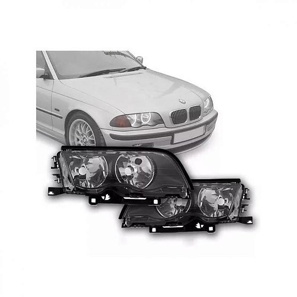 Farol série 3 bmw de 1998 a 2001 lado direito preto elétrico