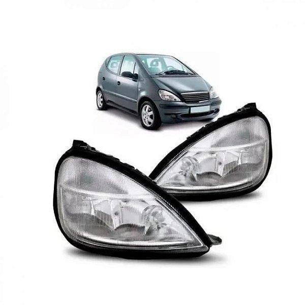 Farol classe a mercedes benz de 1999 a 2003 lado direito com auxiliar lente raiada