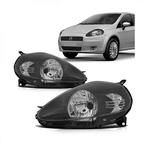 Farol punto fiat de 2007 a 2012 lado esquerdo preto manual com soquete quadrado