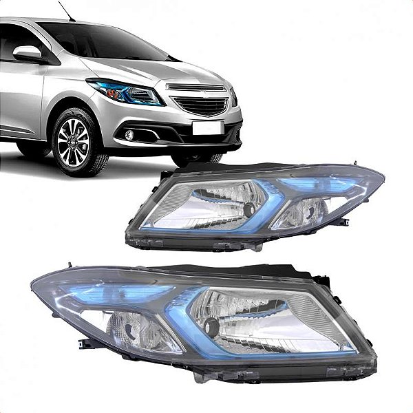 Farol onix e prisma chevrolet de 2012 a 2016 lado esquerdo cromado máscara azul manual