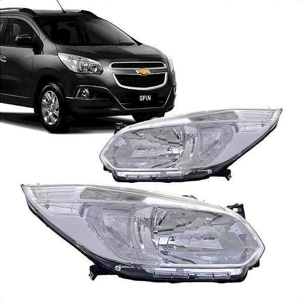 Farol spin chevrolet de 2012 a 2018 lado direito cromado manual