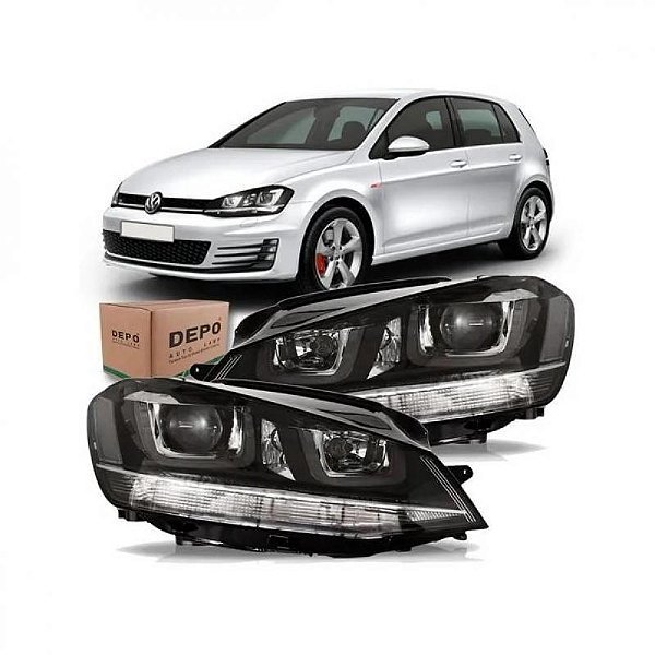 Farol golf volkswagen de 2014 a 2017 lado esquerdo com friso cromado com LED com entrada para xenon valeo