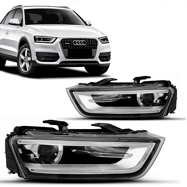 Farol q3 audi de 2012 a 2015 lado esquerdo elétrico com entrada xenon
