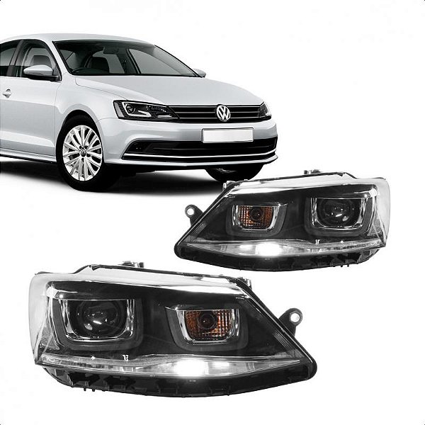 Farol jetta volkswagen de 2015 a 2018 com LED e projetor sem xenon par