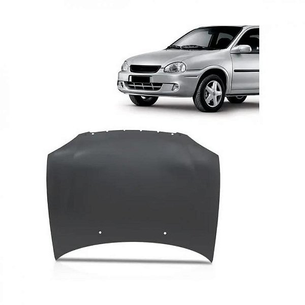 Capô corsa classic chevrolet de 2008 a 2010 cinza com furo para grade