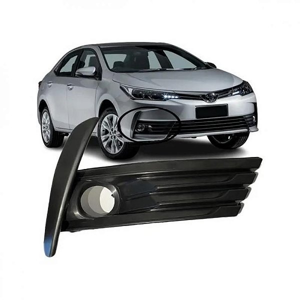 Grade do para choque corolla toyota de 2018 a 2019 dianteira lado esquerdo preta com furo