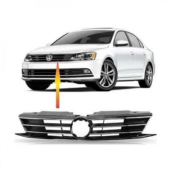 Grade do radiador jetta volkswagen de 2015 a 2018 preta com friso cromado