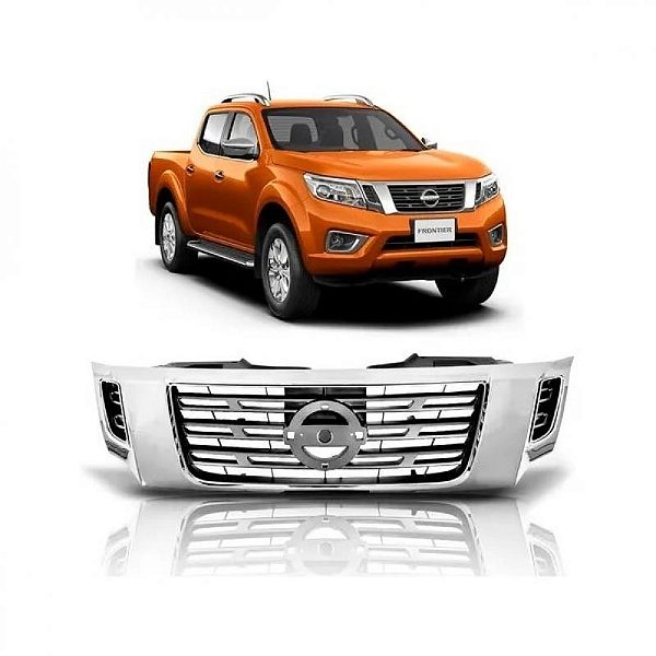 Grade do radiador frontier nissan de 2017 a 2021 cinza com friso cromado
