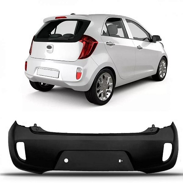 Para choque picanto kia de 2012 a 2015 traseiro preto liso