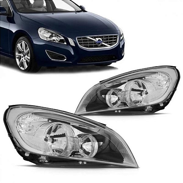 Farol v60 e s60 volvo de 2011 a 2013 lado direito elétrico sem projetor com LED