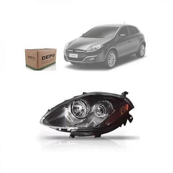 Farol bravo fiat de 2011 a 2016 lado esquerdo máscara negra elétrico com pisca âmbar