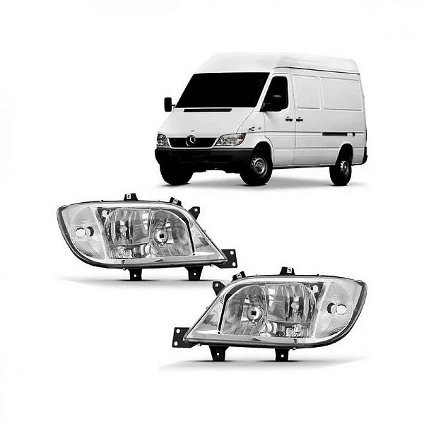 Farol sprinter mercedes benz de 2003 a 2011 lado esquerdo liso sem auxiliar