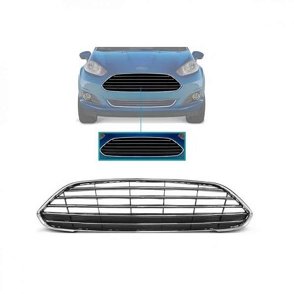 Grade do radiador fiesta new ford de 2013 a 2017 cinza sedan com moldura inferior do para choque cromada