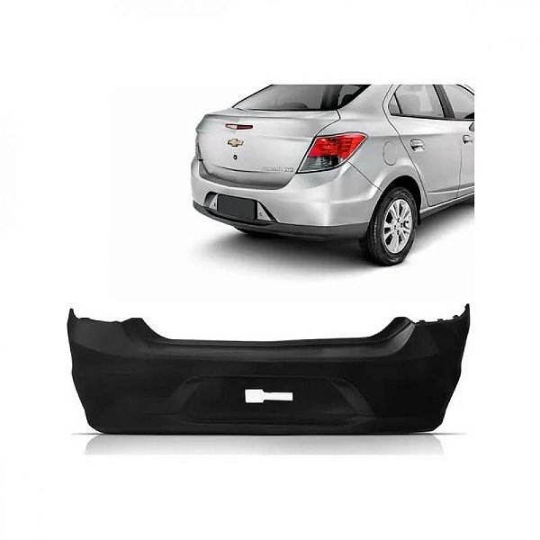 Para choque prisma chevrolet de 2013 a 2016 traseiro preto sem furo para sensor