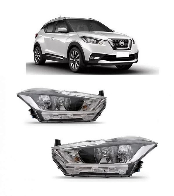 Farol kicks nissan de 2017 a 2021 lado esquerdo manual sem projetor com LED