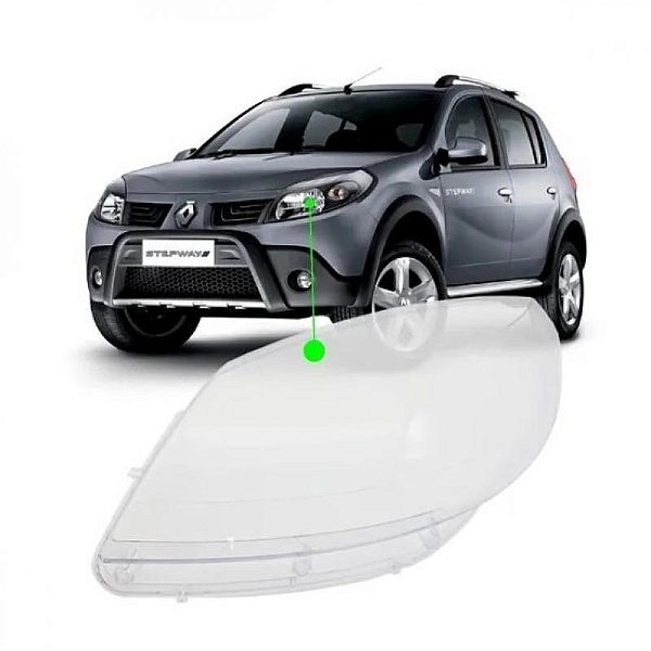 Lente de farol sandero renault de 2008 a 2011 lado direito