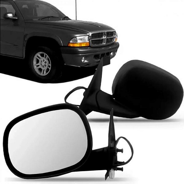 Retrovisor dakota dodge de 1997 a 2005 lado direito externo preto elétrico sem pisca texturizado