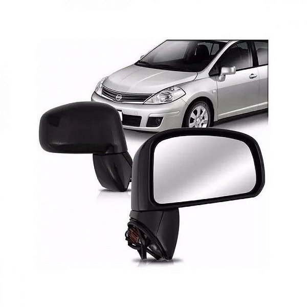 Retrovisor tiida nissan de 2007 a 2013 lado direito preto externo elétrico