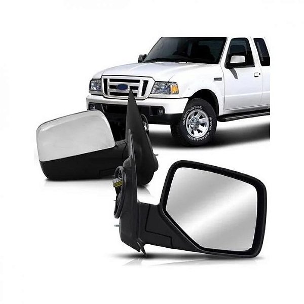 Retrovisor externo ranger ford de 2005 a 2009 lado direito preto elétrico com capa cromada