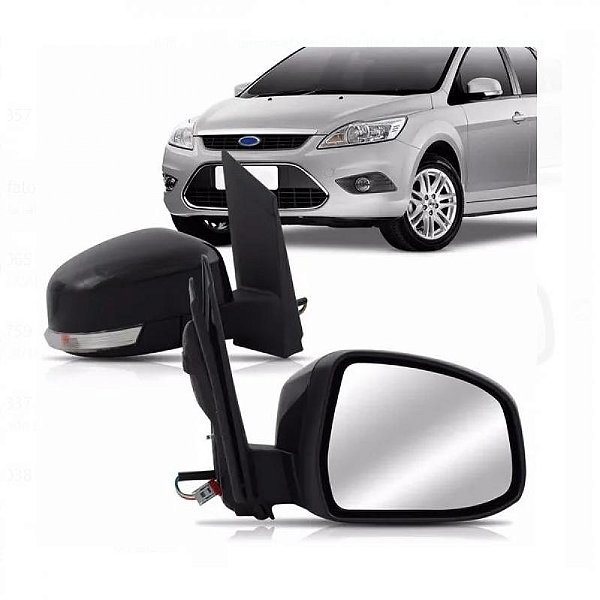 Retrovisor externo focus ford de 2009 a 2013 lado esquerdo preto liso elétrico com pisca e com aquecimento