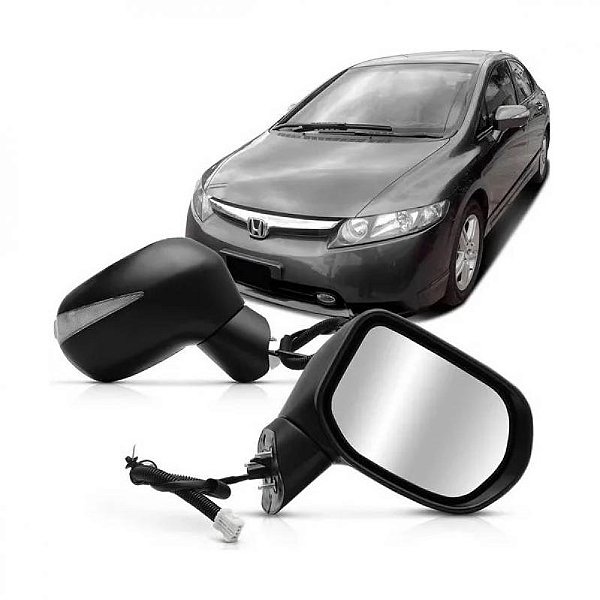 Retrovisor externo civic honda de 2007 a 2011 lado esquerdo elétrico com pisca e cinco fios