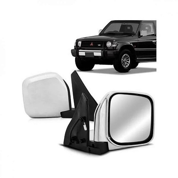 Retrovisor pajero mitsubishi de 1992 a 1997 lado direito cromado externo elétrico
