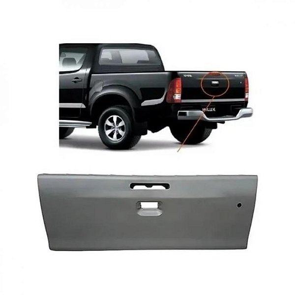 Tampa hilux toyota de 2009 a 2015 picape cabine dupla com furo para chave e com furo para luz de freio