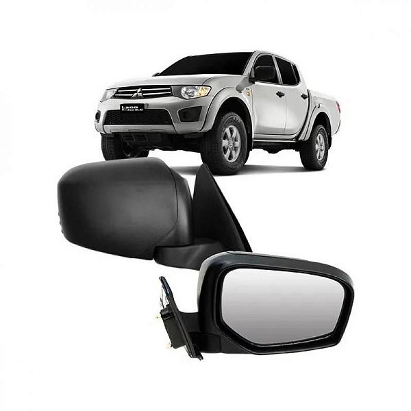 Retrovisor triton e pajero dakkar mitsubishi de 2007 a 2014 lado esquerdo preto externo fixo