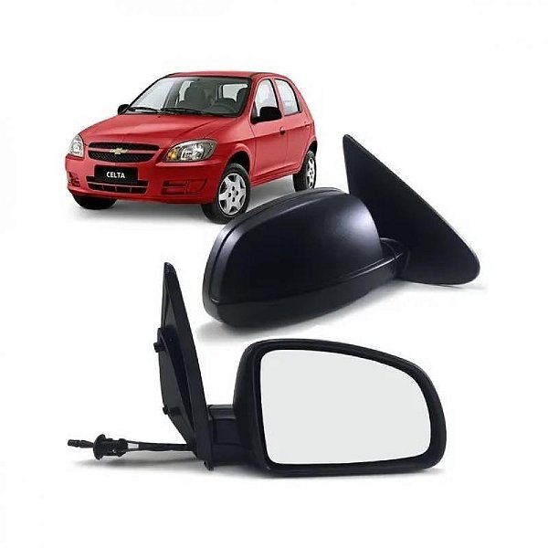 Retrovisor externo celta chevrolet de 2007 a 2015 e prisma chevrolet lado esquerdo com controle manual e capa texturizada