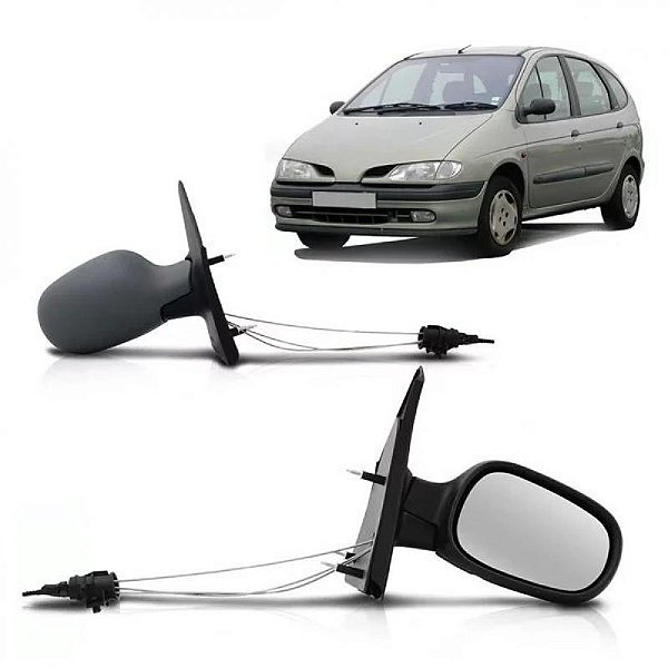 Retrovisor externo scenic renault de 1999 a 2003 lado direito capa primer com controle manual