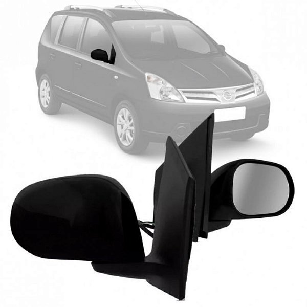 Retrovisor externo livina nissan de 2009 a 2014 lado direito preto elétrico para pintura