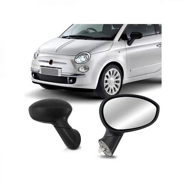 Retrovisor externo 500 fiat de 2008 a 2017 lado esquerdo elétrico com capa sem pisca texturizado com três reatores versões lounge e sport
