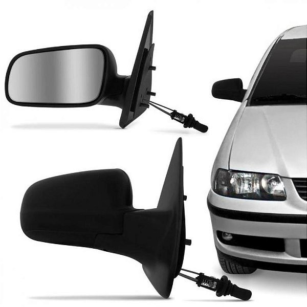 Retrovisor externo gol volkswagen de 1999 a 2008 lado direito verde escuro bicolor com controle manual para terceira e quarta gerações duas portas