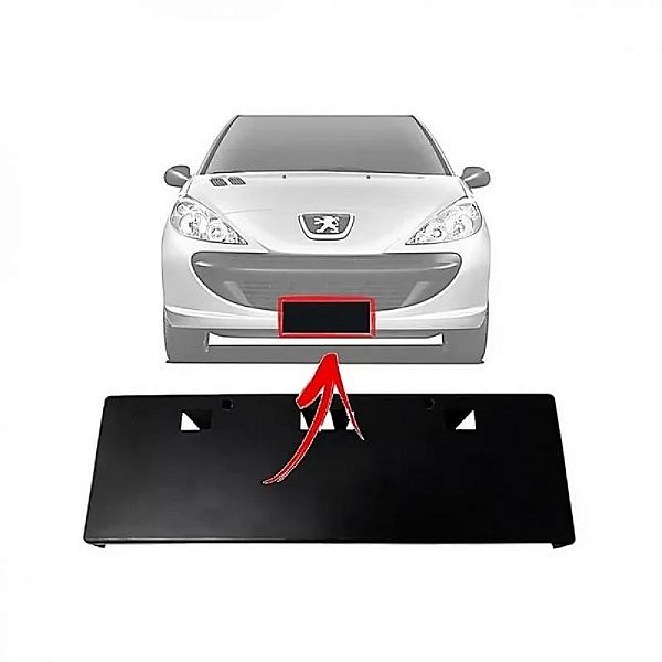Suporte de placa 207 peugeot de 2009 a 2015 preto