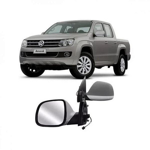 Retrovisor externo amarok volkswagen de 2010 a 2016 lado direito cromado com primer elétrico com aquecimento