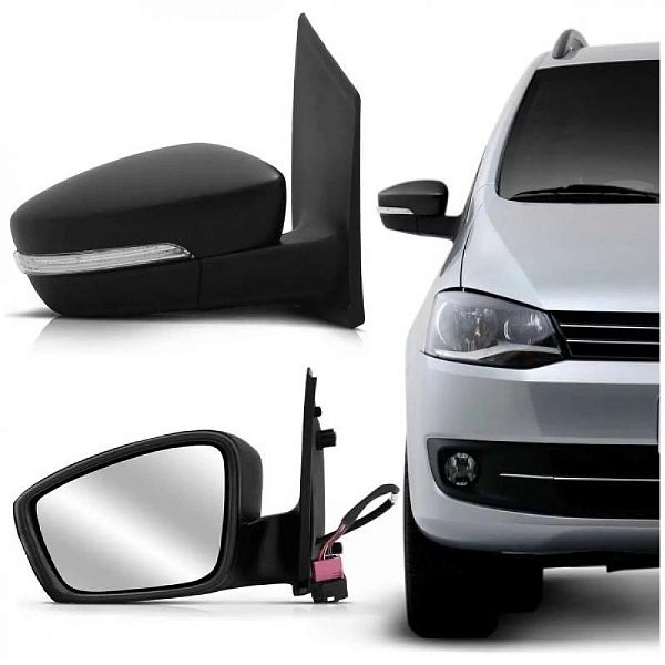 Retrovisor externo gol volkswagen de 2013 a 2023 lado esquerdo preto texturizado elétrico com pisca para sexta e sétima e oitava gerações