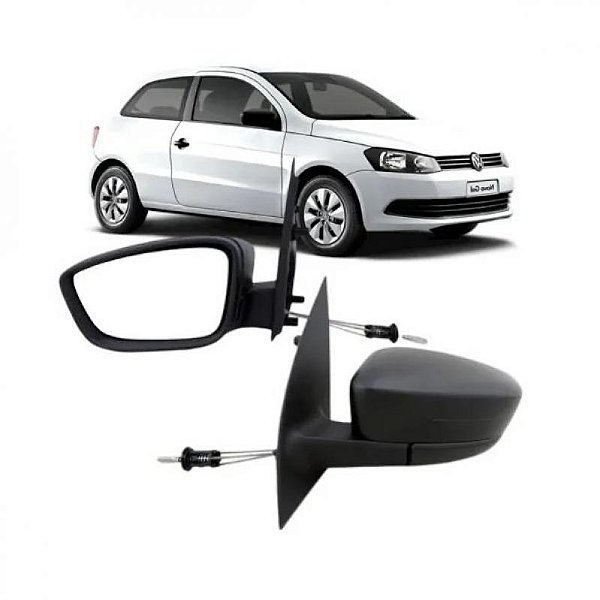 Retrovisor externo gol volkswagen de 2013 a 2023 lado esquerdo preto com controle manual e capa sem pisca texturizado sexta sétima e oitava gerações