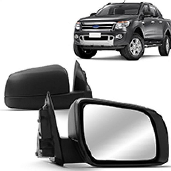 Retrovisor externo ranger ford de 2013 a 2023 lado esquerdo preto fixo