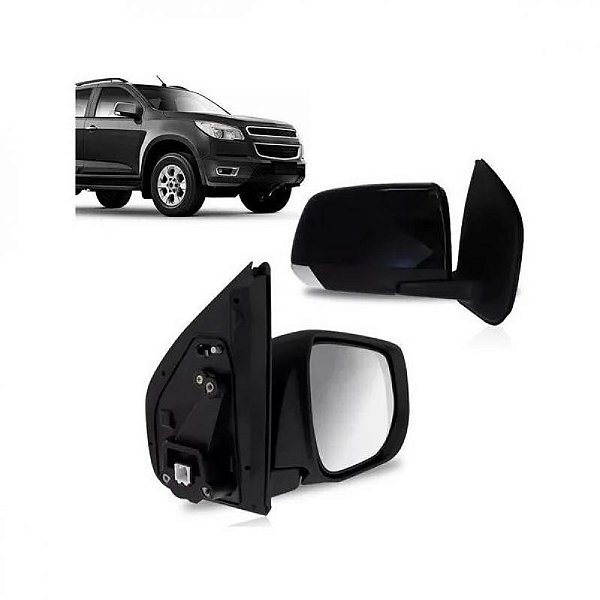 Retrovisor externo s10 chevrolet de 2012 a 2024 lado direito preto liso elétrico com pisca