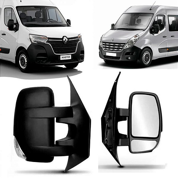 Retrovisor externo master renault de 2013 a 2025 lado direito elétrico térmico com pisca curto