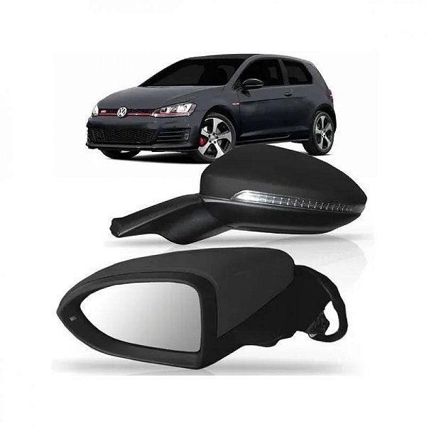 Retrovisor externo golf volkswagen de 2014 a 2020 lado direito com acabamento em primer elétrico com rebatimento e pisca versão TSI
