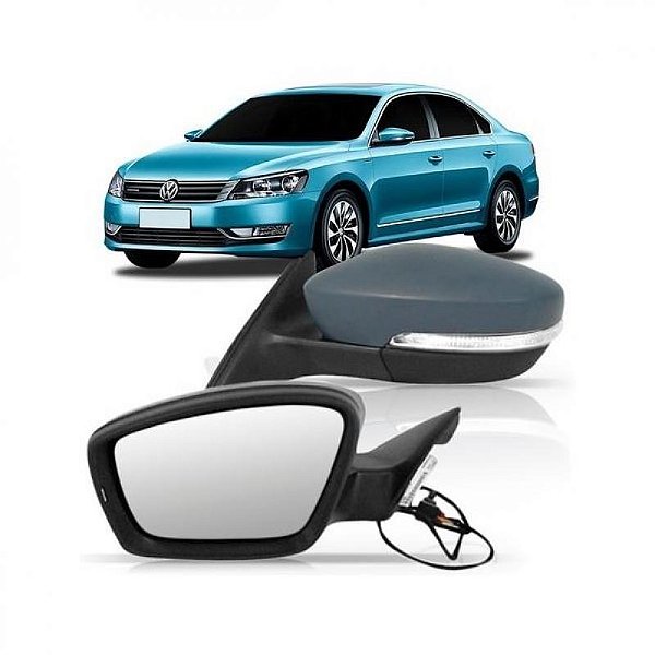 Retrovisor passat volkswagen de 2011 a 2015 lado esquerdo acabamento em primer externo elétrico térmico asférico com pisca