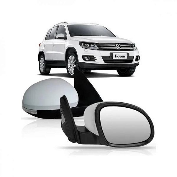 Retrovisor tiguan volkswagen de 2009 a 2017 lado esquerdo externo elétrico asférico com rebatimento luz de cortesia e pisca