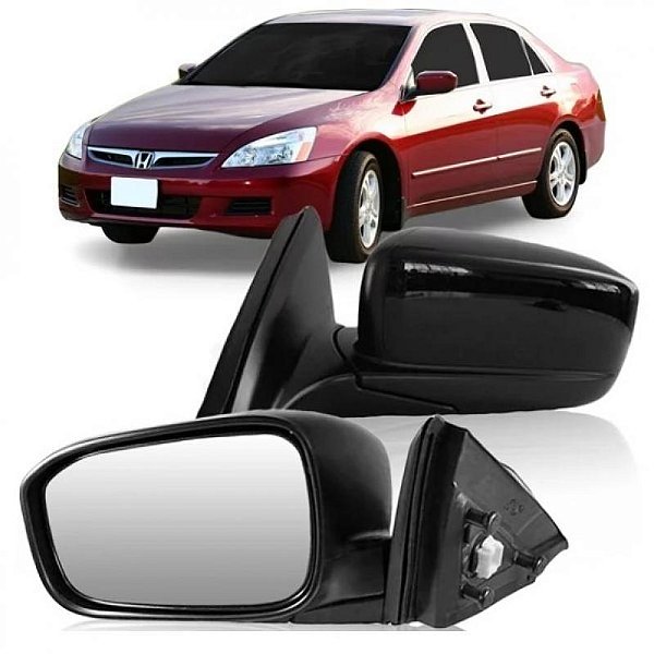 Retrovisor externo accord honda de 2003 a 2007 lado esquerdo preto liso elétrico sem aquecimento capa preta lisa