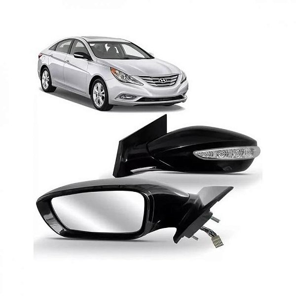 Retrovisor externo sonata hyundai de 2011 a 2014 lado esquerdo preto elétrico retrátil com pisca