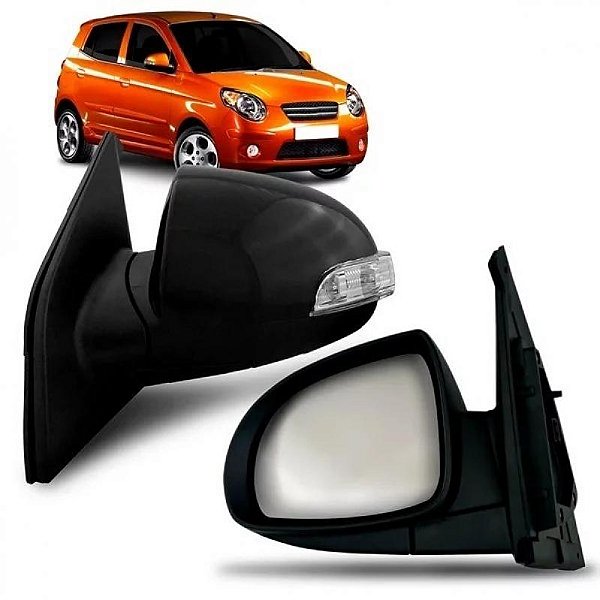 Retrovisor externo picanto kia de 2008 a 2009 lado direito preto elétrico com pisca sem aquecimento