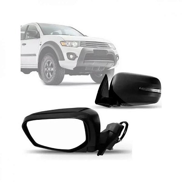 Retrovisor externo l200 triton mitsubishi de 2014 a 2016 lado esquerdo preto elétrico retrátil com pisca
